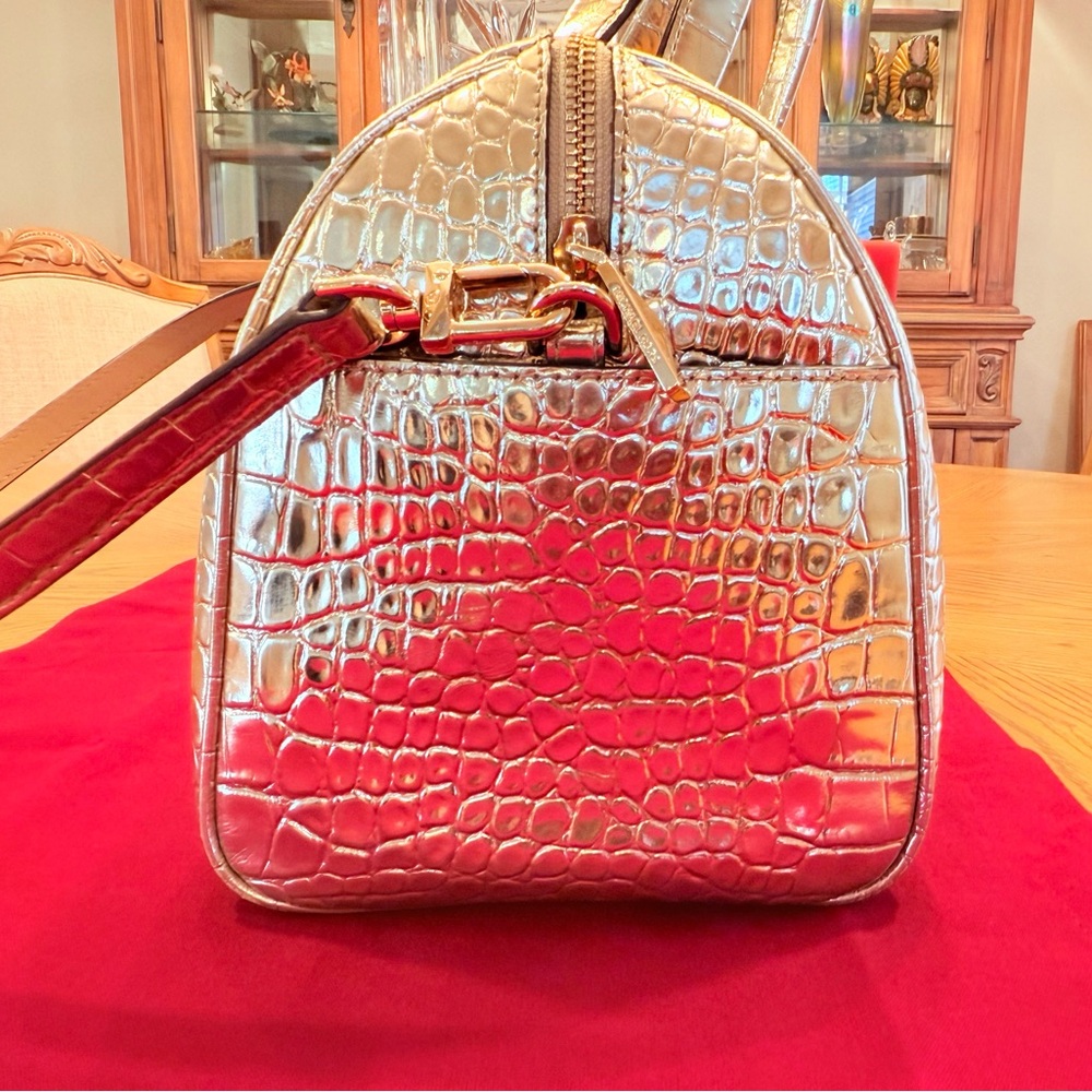 Michael Kors Grayson Metallic Gold Croc Embossed Leather Satchel, Tote EUC - Picture 11 of 13
